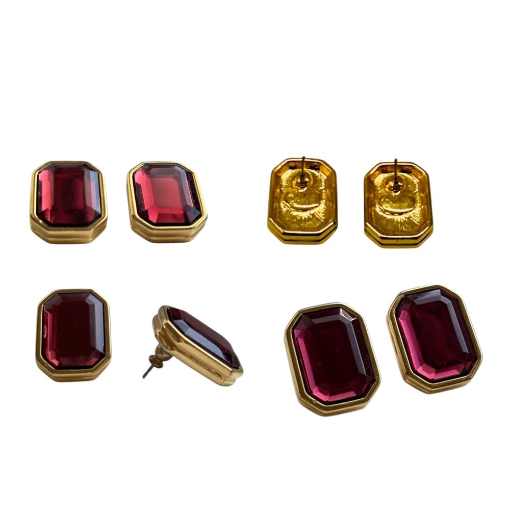 Joan Rivers Gold and Amethyst Stud Earrings